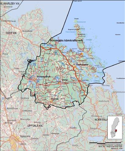 2 Platsens förutsättningar 2.1 Platsbeskrivning Östhammars kommun är belägen vid Östersjökusten i nordöstra Uppland. En karta över kommunen visas i figur 2 1.