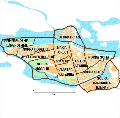 SÖDERMALMS STADSDELSOMRÅDE Södermalms stadsdelsområde består av de stadsdelarna: Reimersholme - Långholmen, Norra Högalid, Mellersta Högalid, Södra Högalid, Storkyrkan, Mariatorget, Södra station,