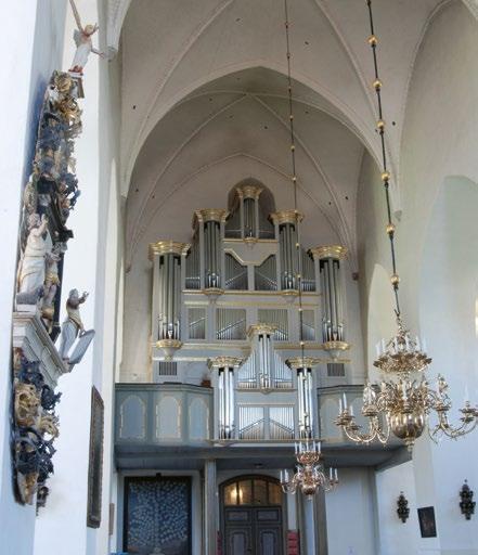 Fig. 14. Skänninge Vårfrukyrka. Den historiska orgeln i Skänninge är ett verk av Marcussen & Søn 1939, byggt med återanvändning av 1772 års fasad och några stämmor av L.