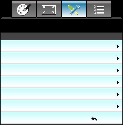 ANVÄNDA PROJEKTORN Ställa in menyn Control Settings Inställning Nätverk a: Control Settings Crestron Extron PJ Link AMX Device Discovery Telnet HTTP Crestron Använd denna funktion för att välja