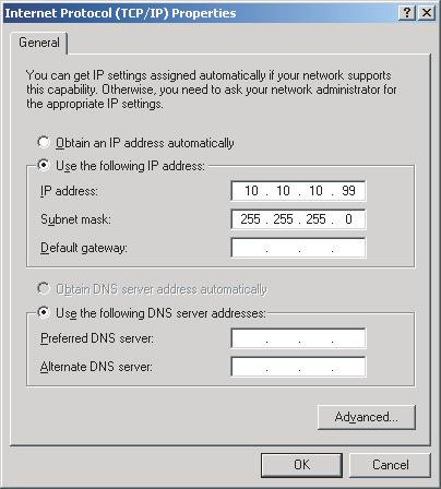 10.10.10 ± ± Subnetmask: 255.255.255.255 ± ± Nätbrygga: 0.0.0.0 ± ± DNS: 0.0.0.0 10. Tryck på "Enter" för att bekräfta inställningarna. 11. Öppna en webbläsare, t.ex.