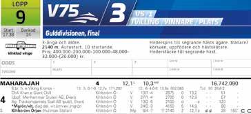 Barfotainformation: = uppgift saknas x x = barfota runt om c x = barfota bak x c = barfota fram c c = skor runt om Ruta att själv kunna fylla i vinnarodds, tvilling, odds, placerade hästar och så