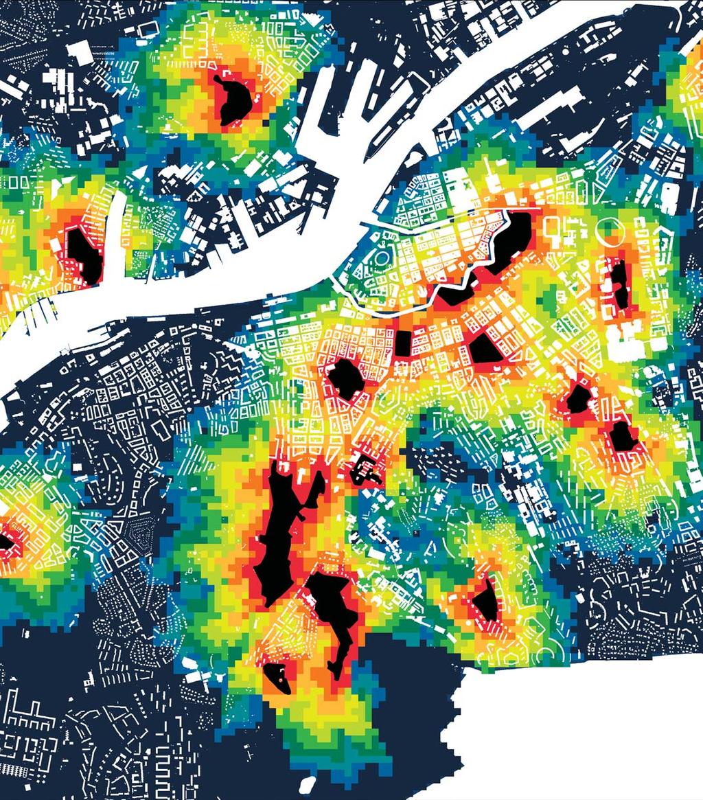 PARK INDIKATOR I Göteborgs Grönstartegi föreslås max 1 km till park större än 2 hektar. Denna typ av riktlinje finns i Boverkets rekommendationer från 1996, dock med en större parkyta (5 ha).