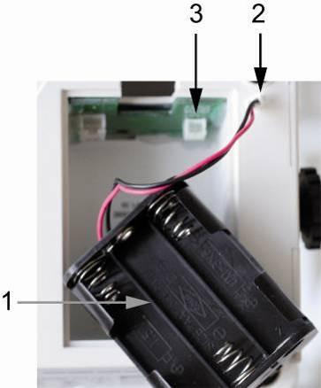 7.6.2 Ackumulatordrift (tillval) Vid användning av ackumulator (tillval) förfara på följande sätt: För att öppna batterifacket på modeller utan direkt tillgång till displayens baksida skruva loss de