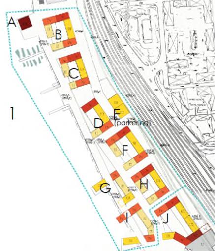 planerad exploatering av,. Uppdraget innefattar även att läna förslag på åtgärder för att nå yndighetskrav o lägsta ljudiljö. Projektet avser nybyggnation av ett flertal huskroppar ed 3-4 våningsplan.