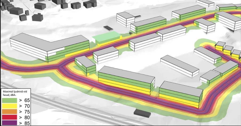 Figur 15: : Maximal ljudnivå från vägtrafik