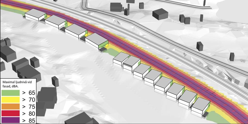 Figur 19: Maximal ljudnivå från vägtrafik