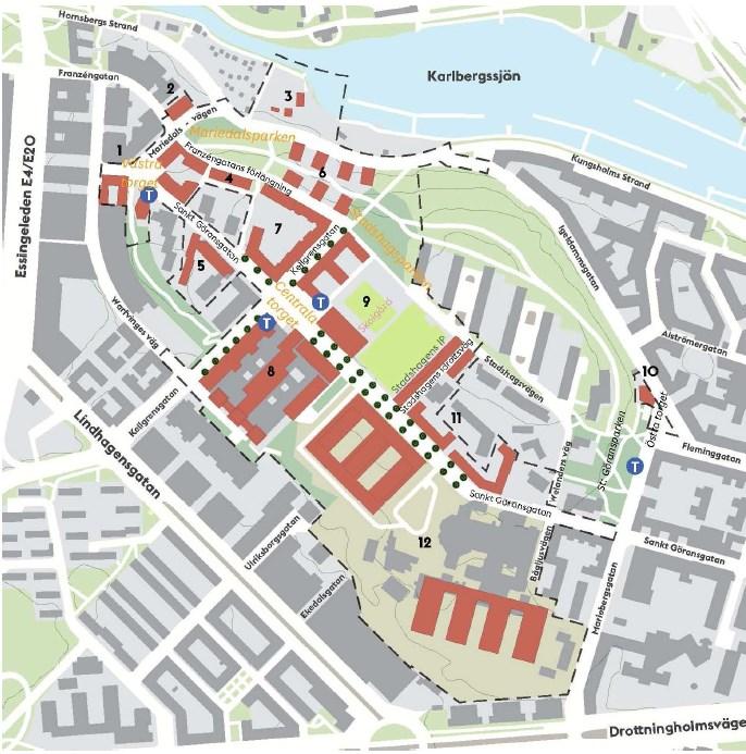 Sida 5 (14) verksamheter. Förtätning föreslås även genom om- och påbyggnad av befintlig bebyggelse.