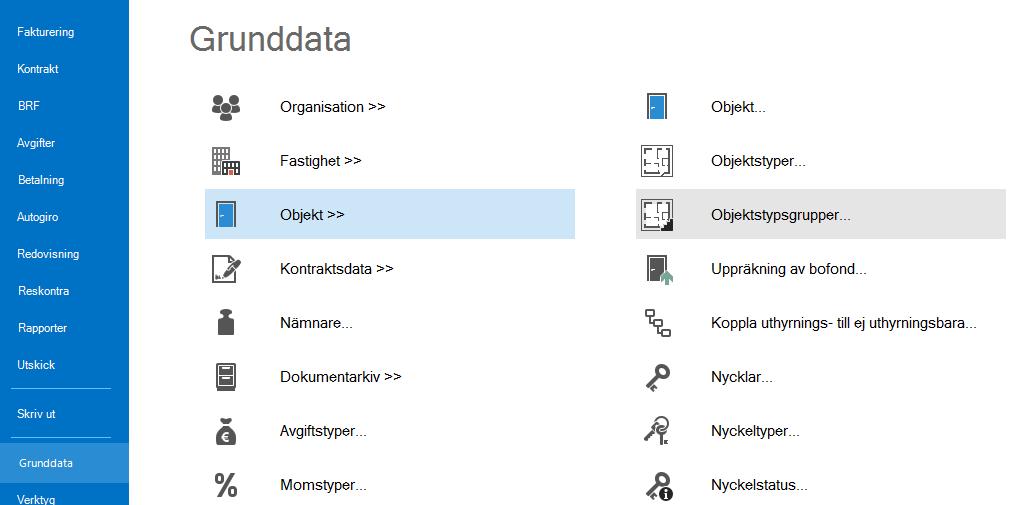 Skapa objektstyper och objektstypsgrupper - Lathund, Vitec Hyra/TF Skapa objektstyper och objektstypsgrupper Innan du lägger upp ett nytt objekt måste du ha lagt upp objektstyper och