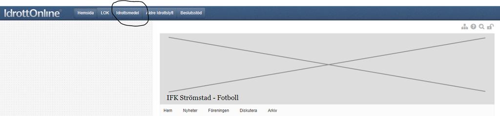 Beroende på vilka behörigheter du har i din förening så kommer du att se ett antal flikar högst upp på sidan efter