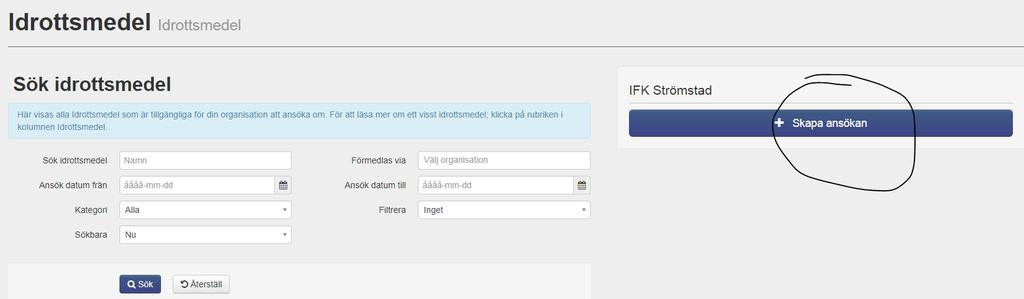 För att skapa en ny ansökan finns det lite olika alternativ att tillgå men det