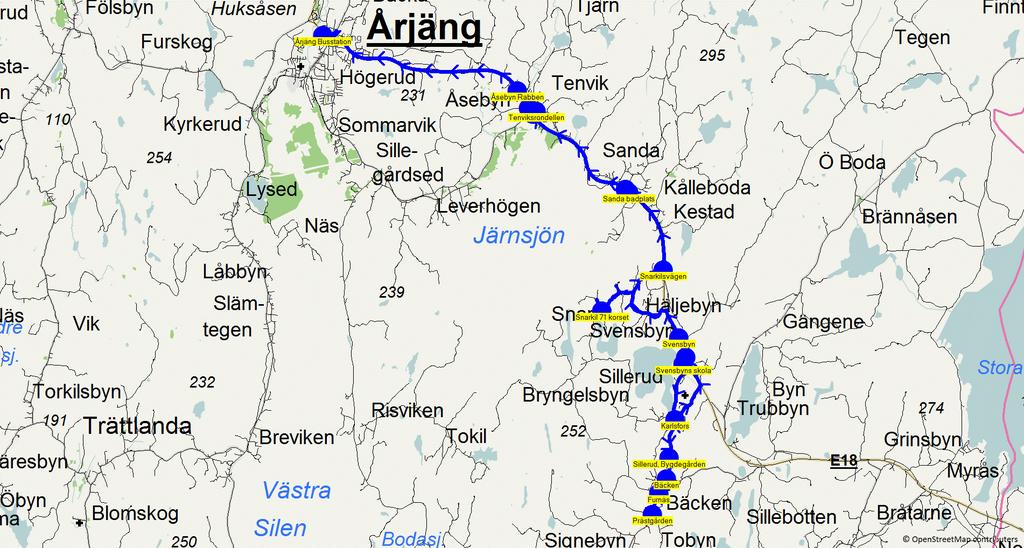 2016-08-11 12:21:36 Karta för Tur 6568 M - F Fordon 6561 Skolbuss 12 Nordmarkens skola 6568 14.05 14.