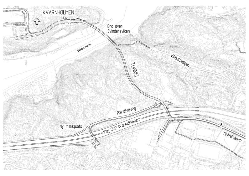 norra tunnelmynningen med en trädbevuxen rektangulär betongkonstruktion. Även den södra tunnelmynningen kommer att få en liknande utformning.