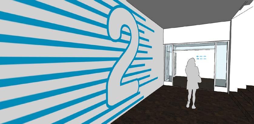 Figur 23 Det södra trapphuset på plan 3, sett inifrån korridoren.