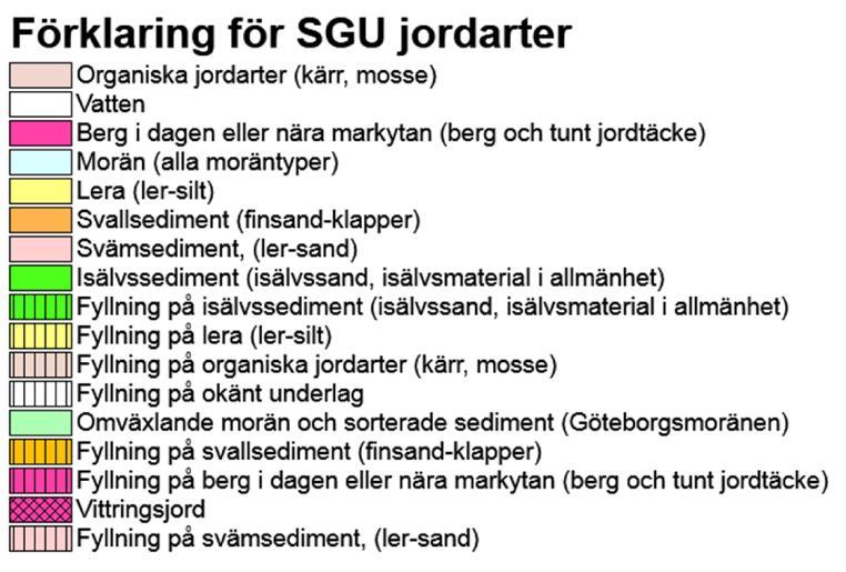 Utdrag ur jordartskartan med planområdet markerat med blå linje. Enligt Infovisarens karta över förorenade områden finns inga kända markföroreningar inom eller nära planområdet. 2.