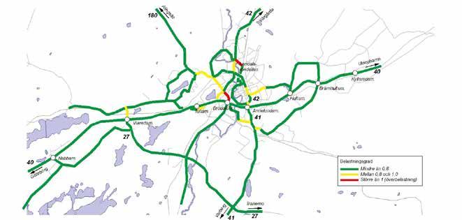 Inledning Inledning Trafikbelastning 2015 Kartorna visar dagens trafikbelastning (2015) och en prognostiserad trafikbelastning år 2040 för de stora genomfartslederna i Borås tätort samt statligt