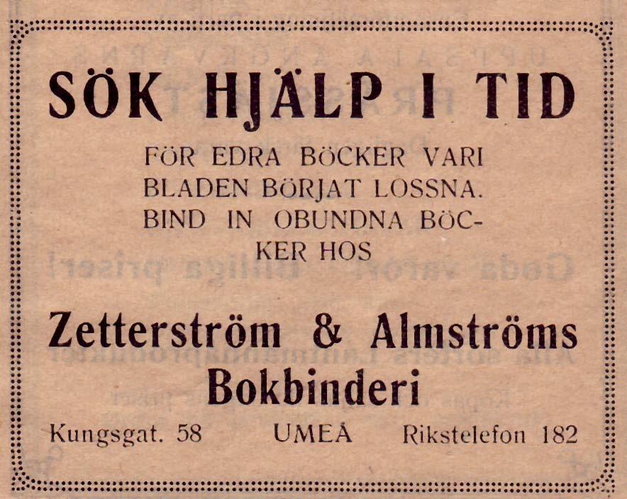 13 Zetterström & Almström Kungsgatan 58 Tel.