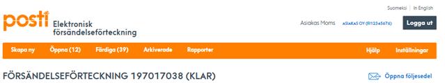 försändelseinställningar kan du på skärmbilden ställa in ett standardvärde som postningsställe. 3 1.