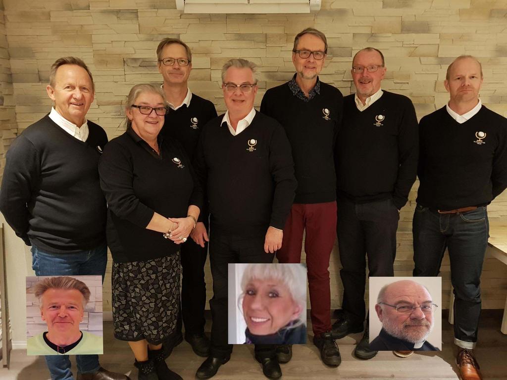 Styrelsen för Glasrikets GK 2017 2018 Stående: Stig Malm, Anzie Monell, Tor Ahlbäck, Kjell-Åke Carlsson, C.-G.