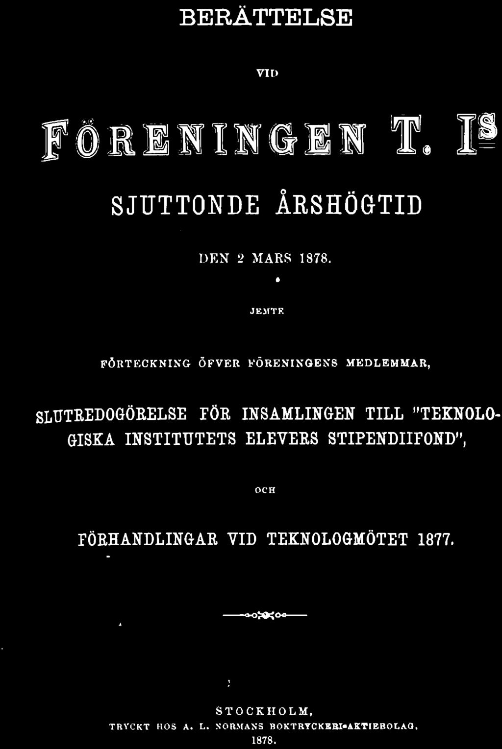 STIPENDIIFOND", OCH FÖRHANDLINGAR VID