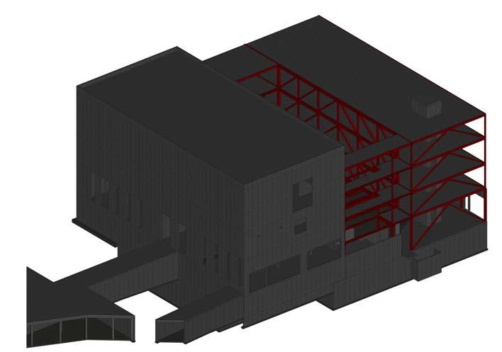 11 TEKNISKA BESKRIVNINGAR 11.2 Konstruktion Försörjningskvarteret är en komplex byggnad med flera olika verksamheter i form av kontor, reservkraft/industri samt varumottagning.