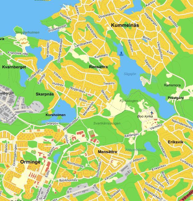 N N Planområde Figur 7. Utlopp för dagvatten från planområdet i Sågsjön (blå pil), ungefärligt läge (Eniro.se).