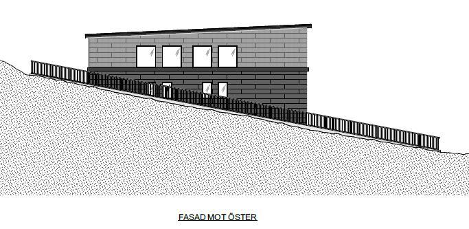 Figur 4. Sektion ny byggnad (VIZ Arkitektkontor, bygglovshandling 2017-06-26).