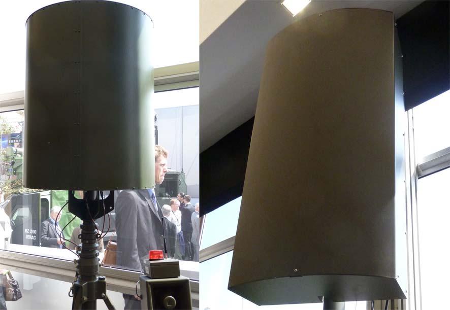 FÖRSVARSUTSTÄLLNINGEN EUROSATORY 2010 Thales Ground Alerter 10 (GA10) i delbilden till vänster med siren för varning av inkommande granater i nederkant.
