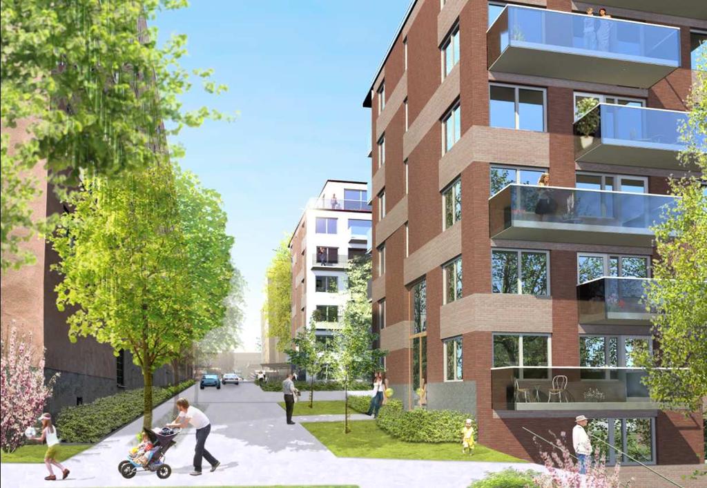 SID 12 (18) två våningar i den östra delen med fönster mot parken och mot gården. Även mot norr skapas levande bottenvåningar med bostadsentréer, garageinfart och bostadskomplement.
