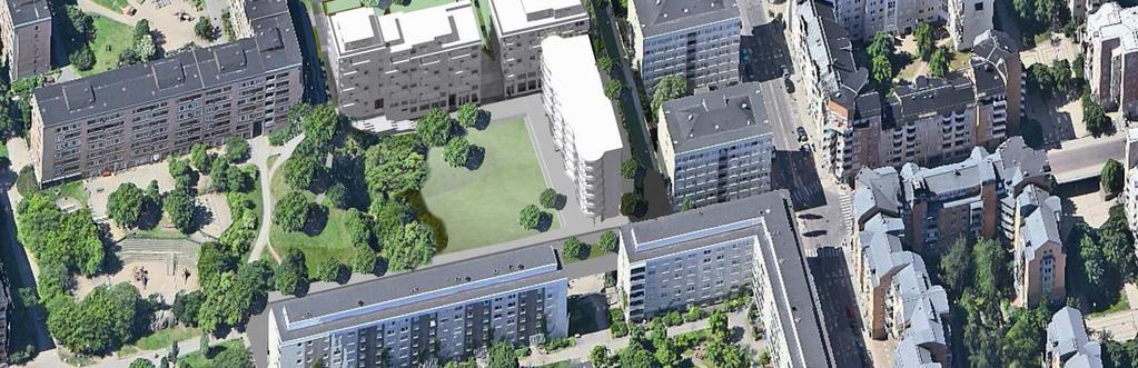 Alternativ för parkgatan Att anlägga parkgatan bedöms vara förenat med stora kostnader för grundläggning av gatan och för en ombyggnad av västfasaderna inom kv Linjalen för att tillgodose dagens