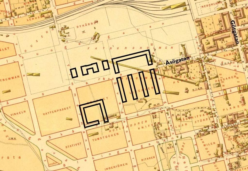 SID 4 (18) Lundgrens karta över Stockholm från 1885 visar både Lindhagenplanens rutnät för Södermalm, som då bara till vissa delar hade börjat genomföras, och den dåvarande bebyggelsen i området.