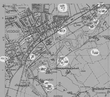 Fig. 2. Utsnitt ur Ekonomiska kartan, blad 6b 0i, med undersökningsområdet markerat. Skala 1:20 000.