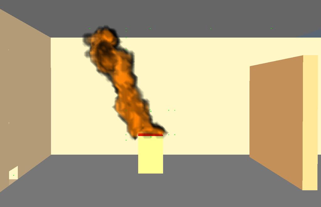 Figur 8.1 visar ett tidsurklipp av hur lågorna från branden tenderar att dras åt ett specifikt håll.