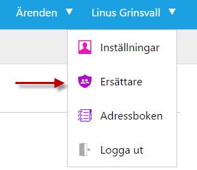 8. Ersättare vid frånvaro När du ska vara frånvarande en längre tid, t ex vid semester, kan du välja en person som ska ersätta dig under din frånvaro.