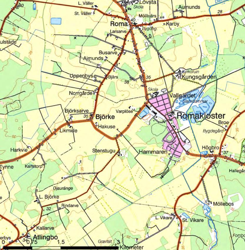 Bakgrund vattenförsörjningen i Roma Vattenförsörjningen i Roma, Dalhem och Lövsta baseras på tre bergborrade brunnar: - Brunn 1 och Brunn 2 på fastigheten Roma Busarve 1:37.