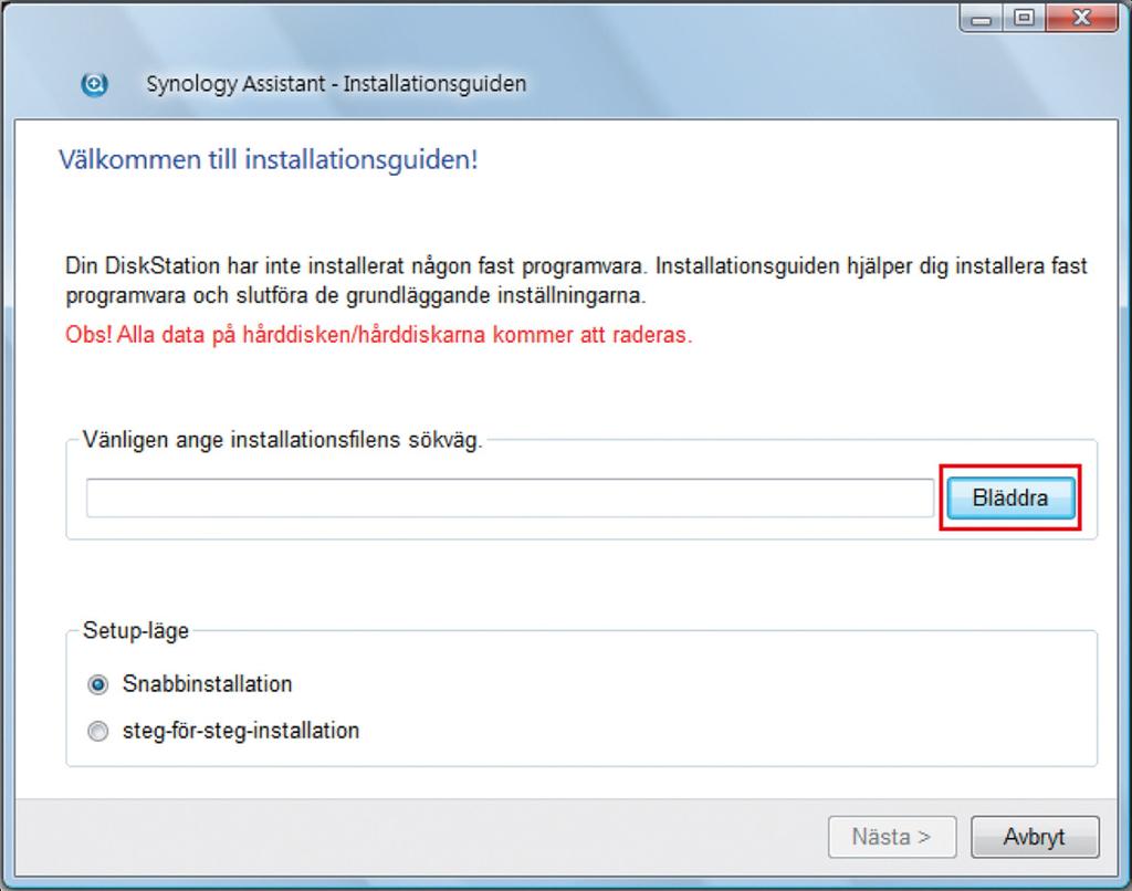 3 Klicka på Bläddra för att välja ".pat"-installationsfilen på installationsskivan.