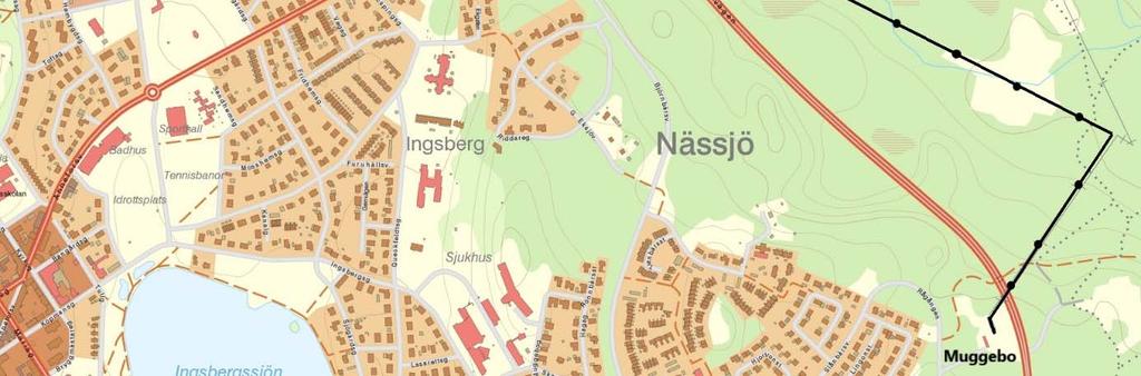 Nässjö. Kabeln berör Nässjö kommun i Jönköpings län. Koncessionen för den nuvarande luftledningen har gått ut. Ledningen passerar nära skol och bostadsbebyggelse.