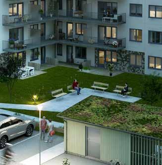 Välisolerade väggar ger låg energiförbrukning och bra ljudnivå. Ett bra inomhusklimat skapas genom moderna radiatorer, handdukstork i badrum och bra ventilation.
