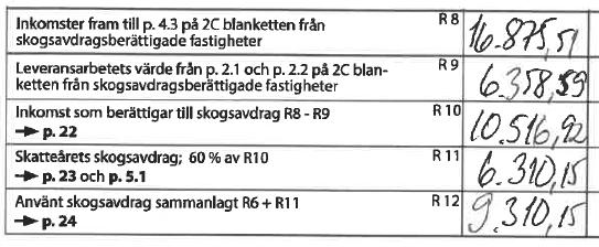 Uträkning av årets skogsavdrag Årets