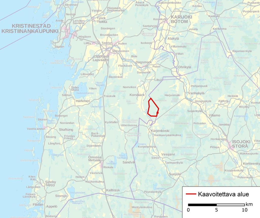 FCG SUUNNITTELU JA TEKNIIKKA OY PDB 2 (17) Bild 1. Planeringsområdets ungefärliga läge med röd markering.