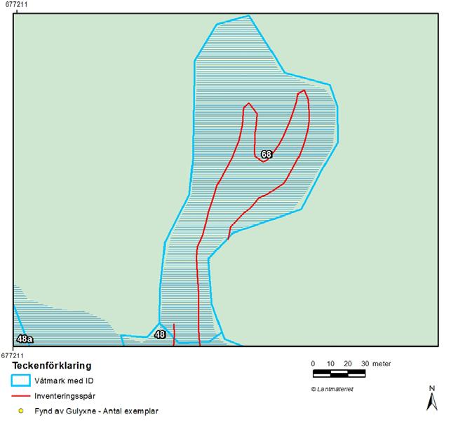 Figur 4 24. Våtmark 68. Ingen gulyxne hittades 2013.