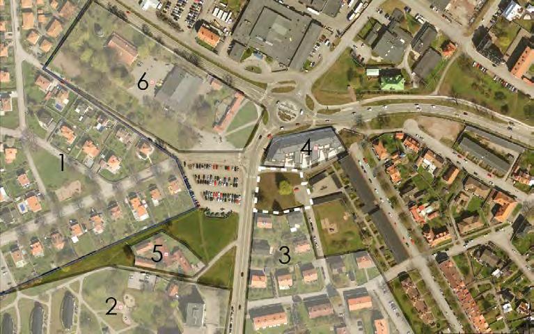 Upprättad 2018-06-20 2017-3408 15(43) Bebyggelseområde Inom planområdet finns idag ingen bebyggelse. Bebyggelsen i närområdet har stor variation både sett till ålder, utförande och volym.
