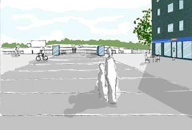 STATIONSOMRÅDET 1. Detta område är Raus nya centrum med bostäder, handel och kontor. Området är det första mötet med Raus vid ankomst med tåg.