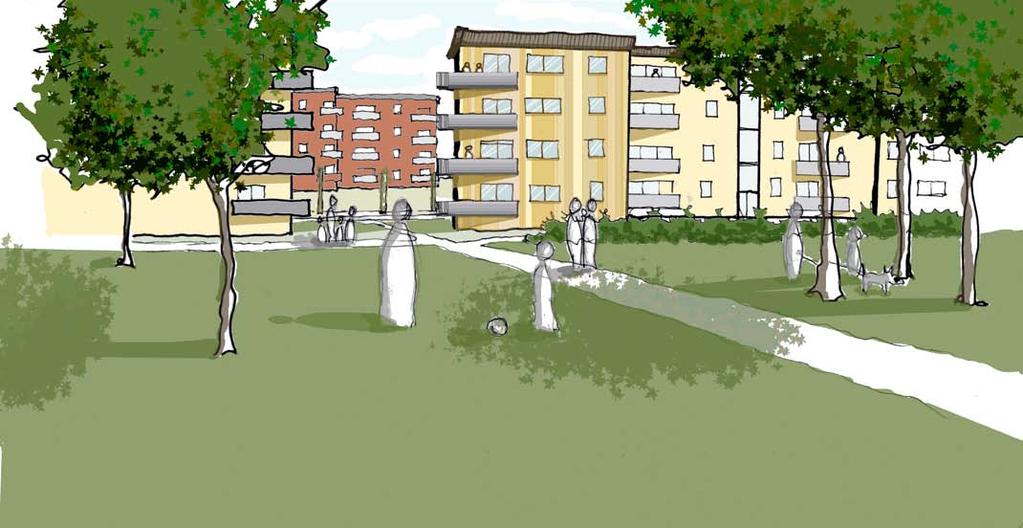 84 Bilden visar en bostadgård kring vilken bebyggelse är samlad.