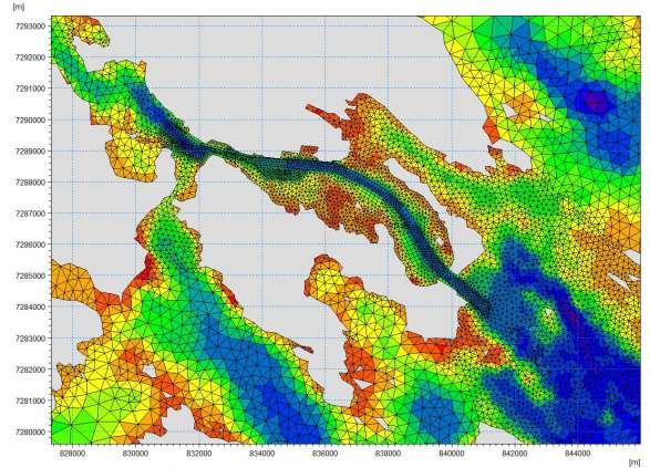 Modelluppsättning hydrodynamisk modell Beräkningsnät med varierande