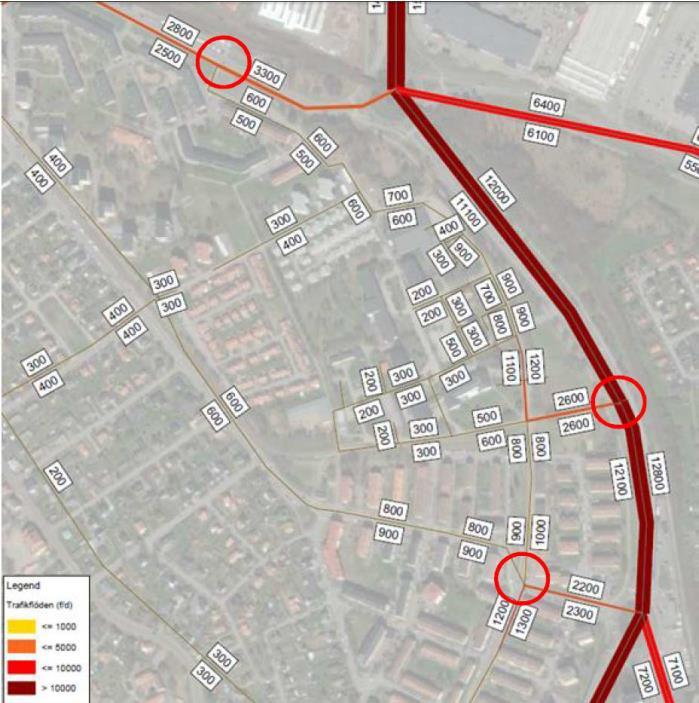 3.1 VÄGTRAFIKDATA Vägtrafikdata är baserade på trafikuppgifter från Norrköpings Kommun. För att få fram framtida trafiksiffror används 0,5 % trafikökning per år.