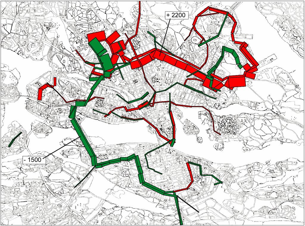 25 (32) Resandeförändringar i stombusstrafiken mellan Referensscenario och