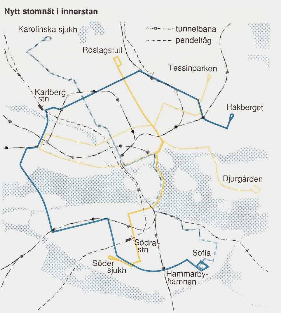 7 (32) STOMLINJEHISTORIK Tanken att renodla de viktigaste delarna av kollektivtrafiken på innerstadens gator till stomtrafik grundar sig dels på en vilja att bättre synliggöra och marknadsföra