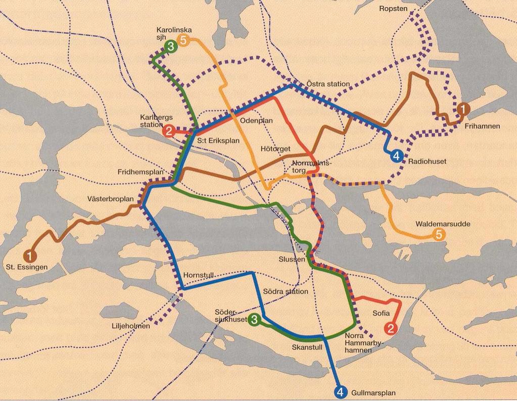 8 (32) 1994 presenterade SL ett mer detaljerat förslag; Stomnät för buss i Stockholms innerstad.