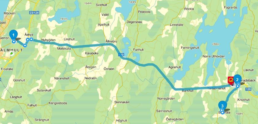 Vägbeskrivning Från Älmhult kör mot Tingsryd (väg 120). Efter ca 20 km sväng höger i Häradsbäck mot Lönsboda.